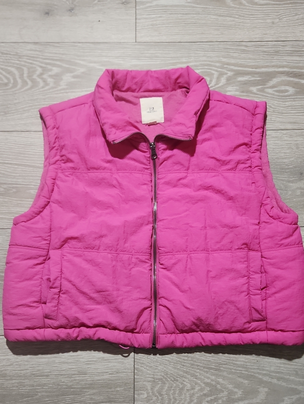 Y2k Barbiecore Streatwear Bright Pink Quilted Puffer Vest Size M
